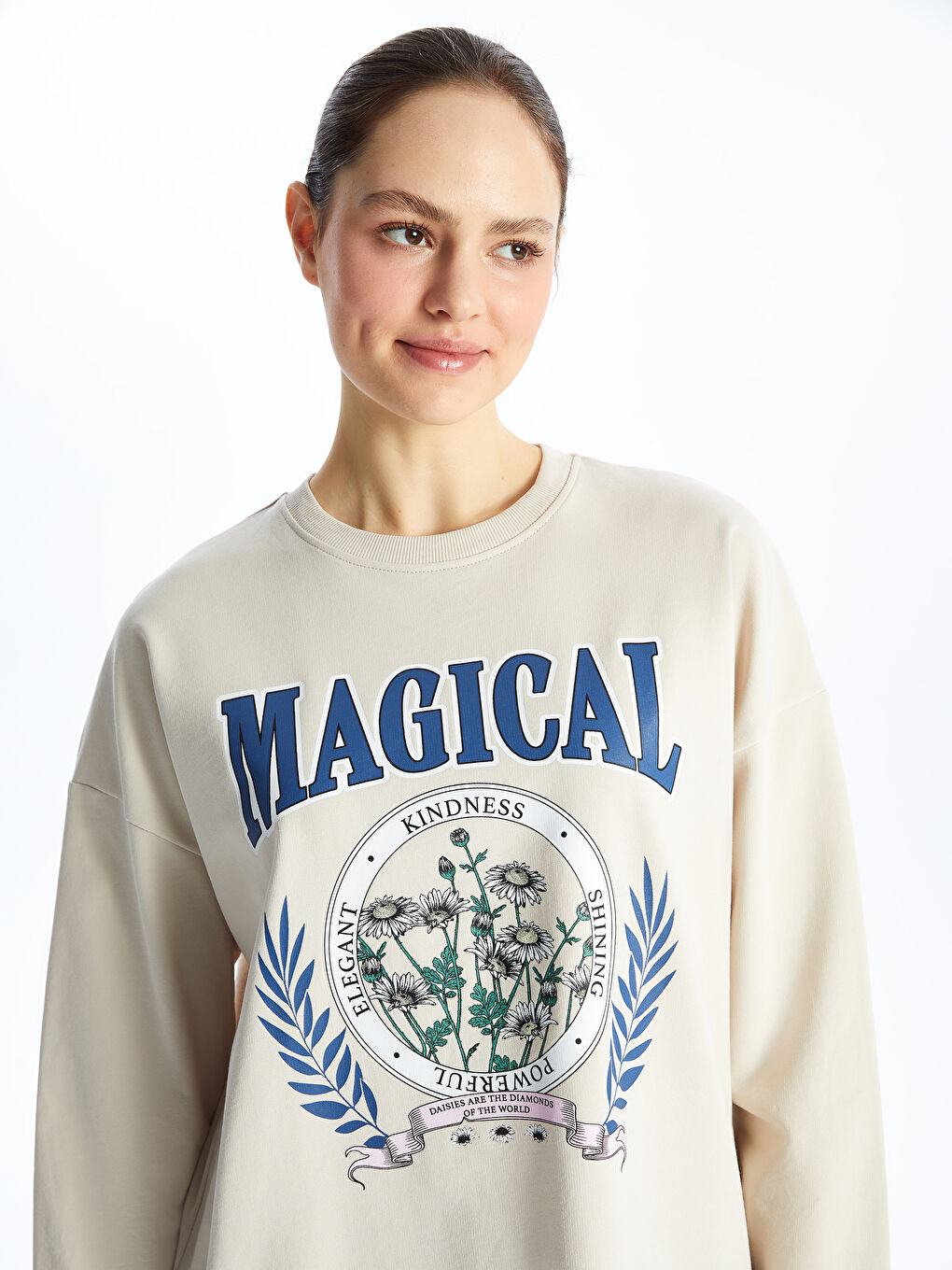 Tunique Sweat-Shirt pour Femmes Imprimée Col Rond Surdimensionnée-1