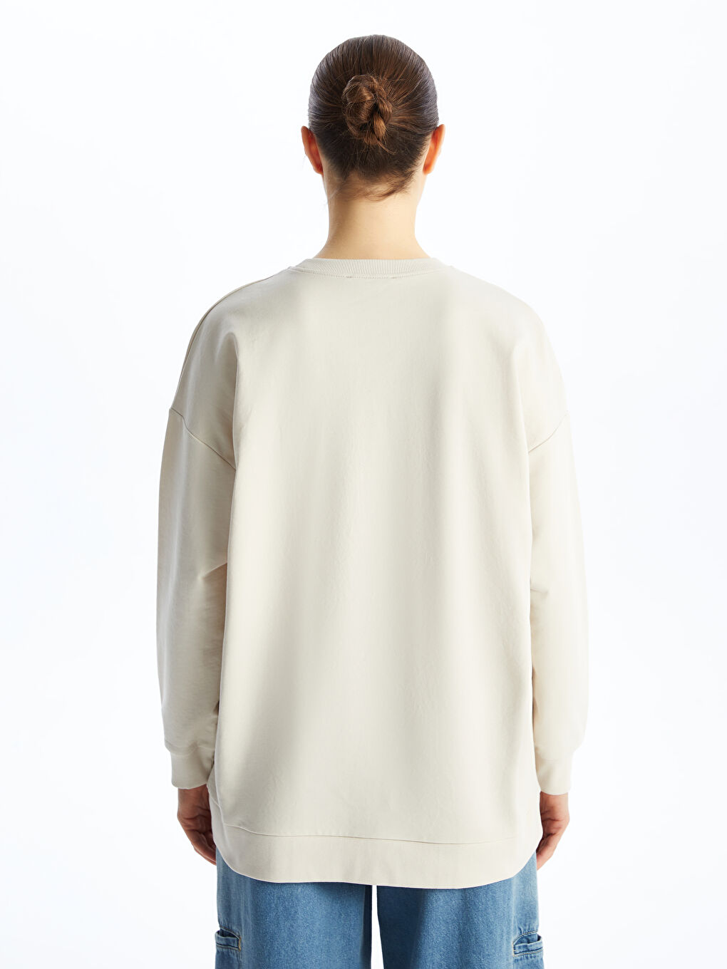 Tunique Sweat-Shirt pour Femmes Imprimée Col Rond Surdimensionnée-4