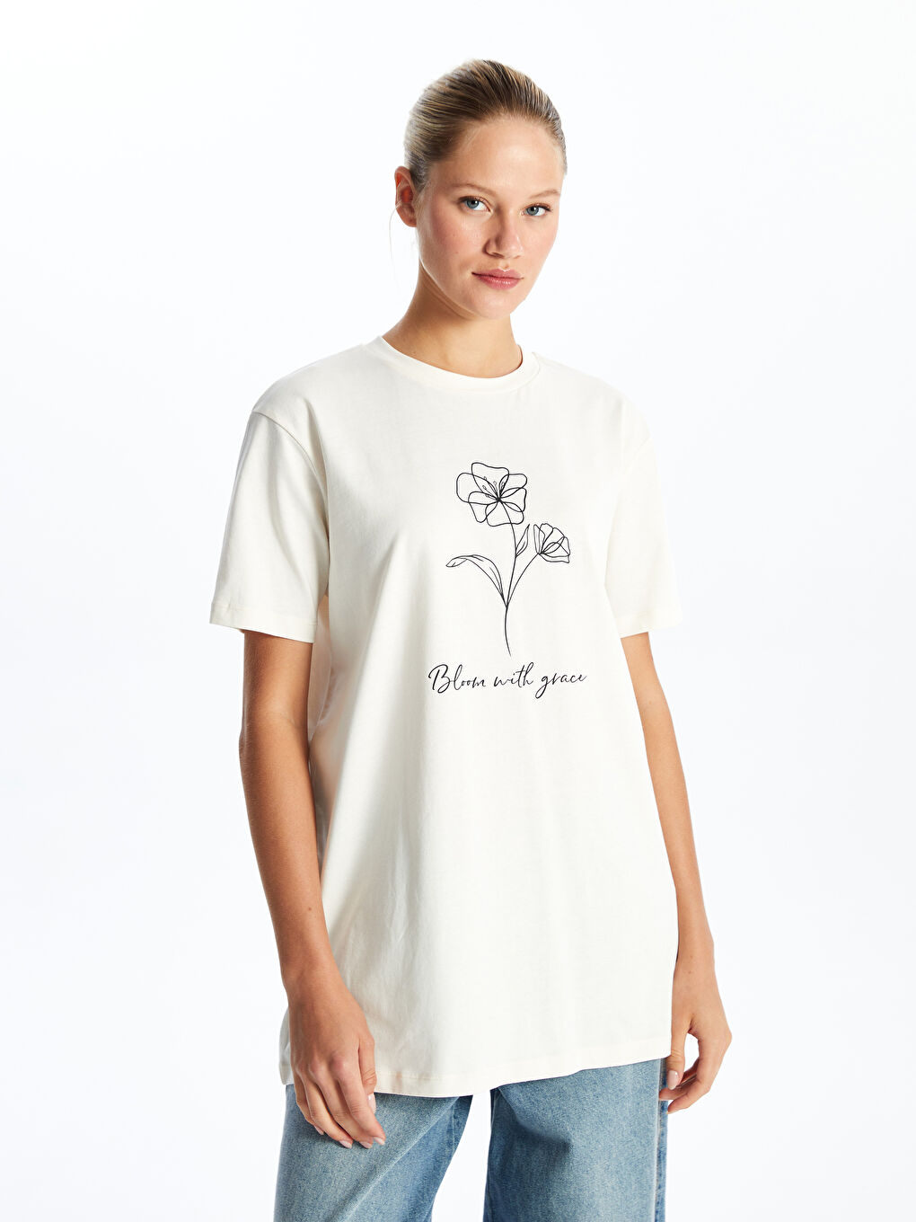 Crew Neck Printed Women's Tunic-1