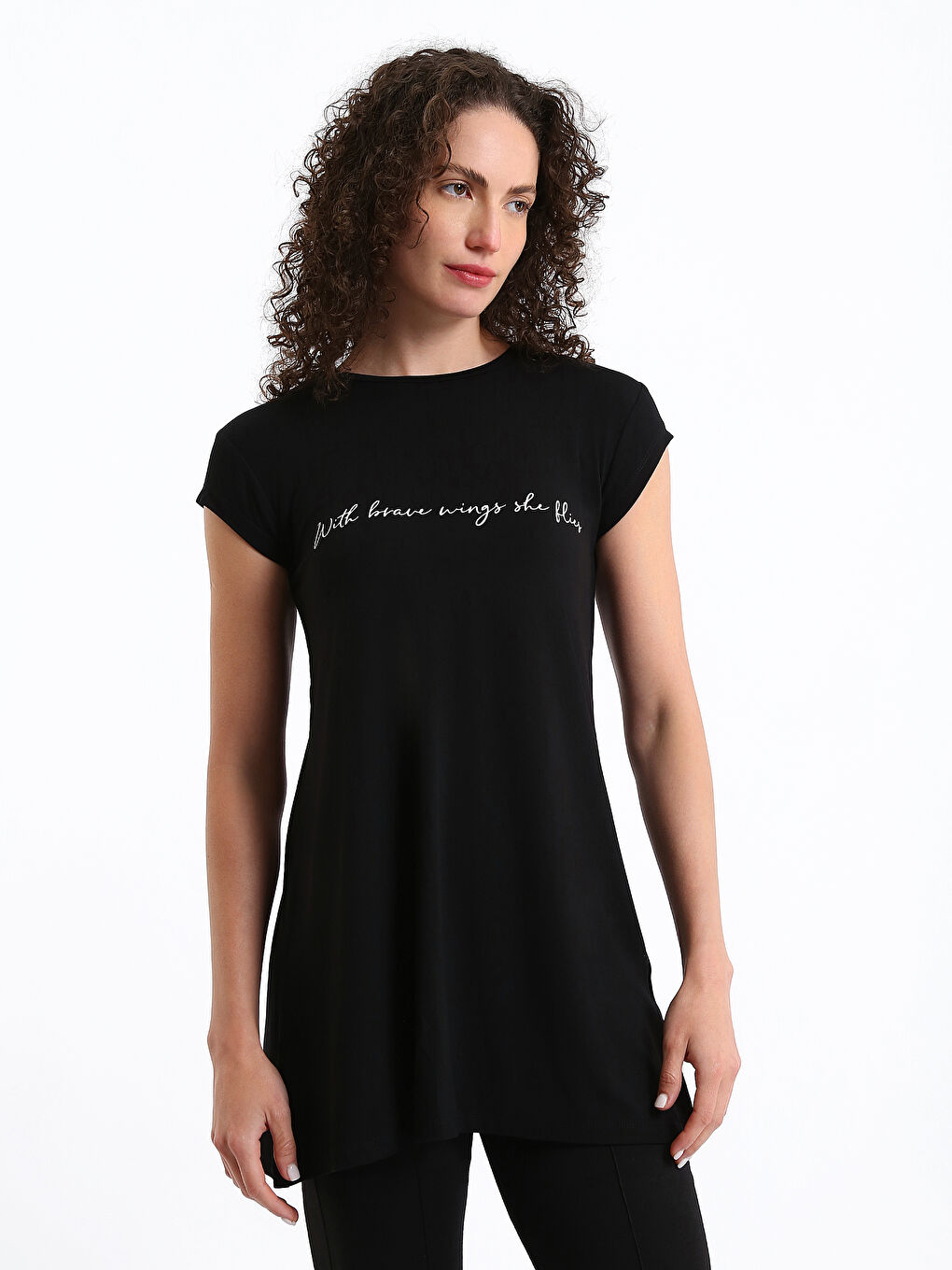 تونیک قۆڵ کورت چاپکراو یه‌خه‌ خڕ بۆ ژنان-1