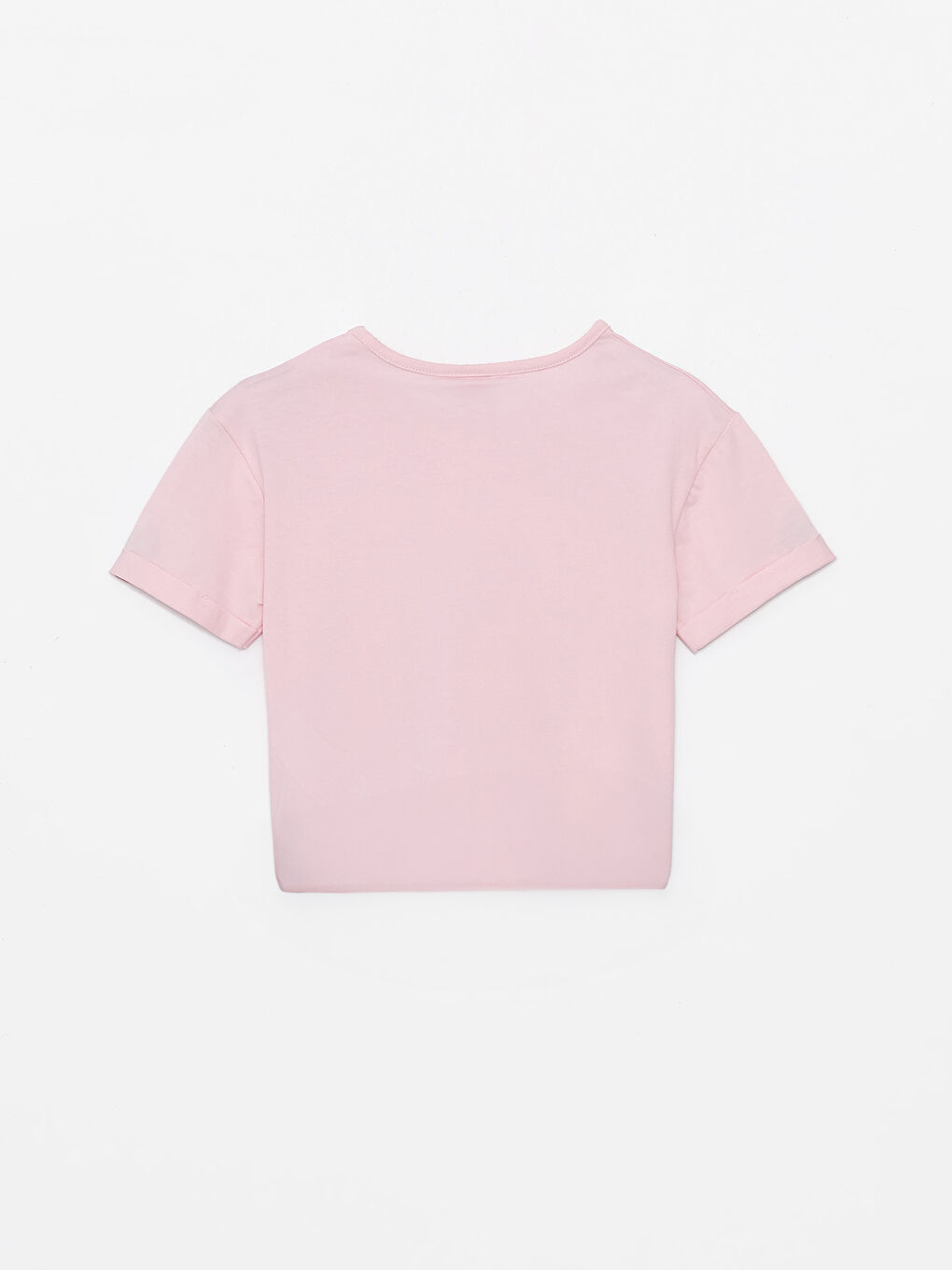 Pembe Bisiklet Yaka Baskılı Kısa Kollu Kız Çocuk Tişört-1
