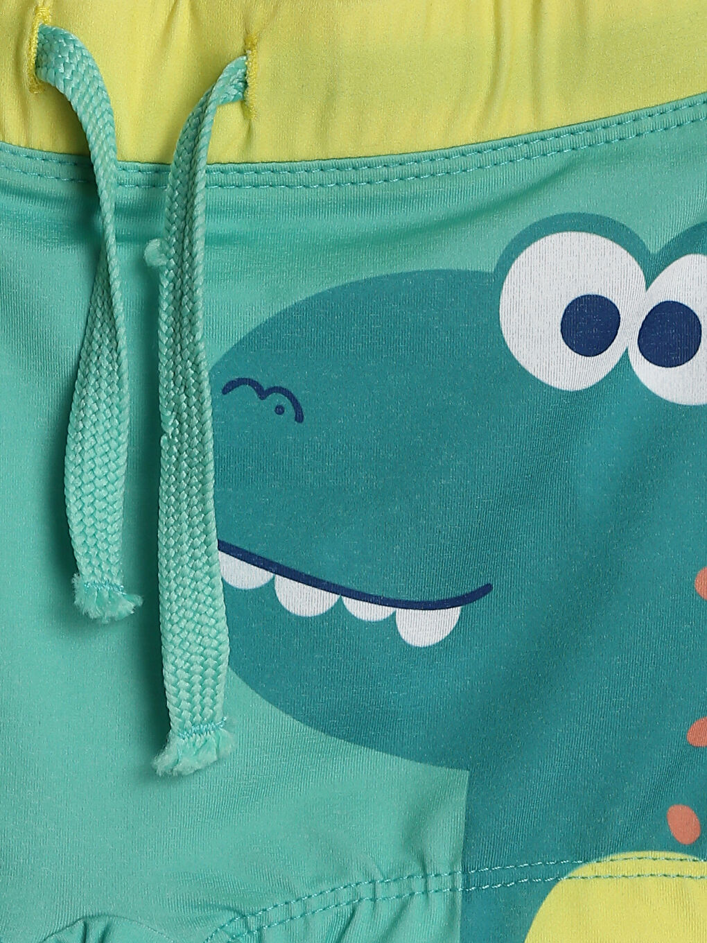 Yeşil UV Koruma Beli Lastikli Baskılı Erkek Bebek Deniz Şortu-2