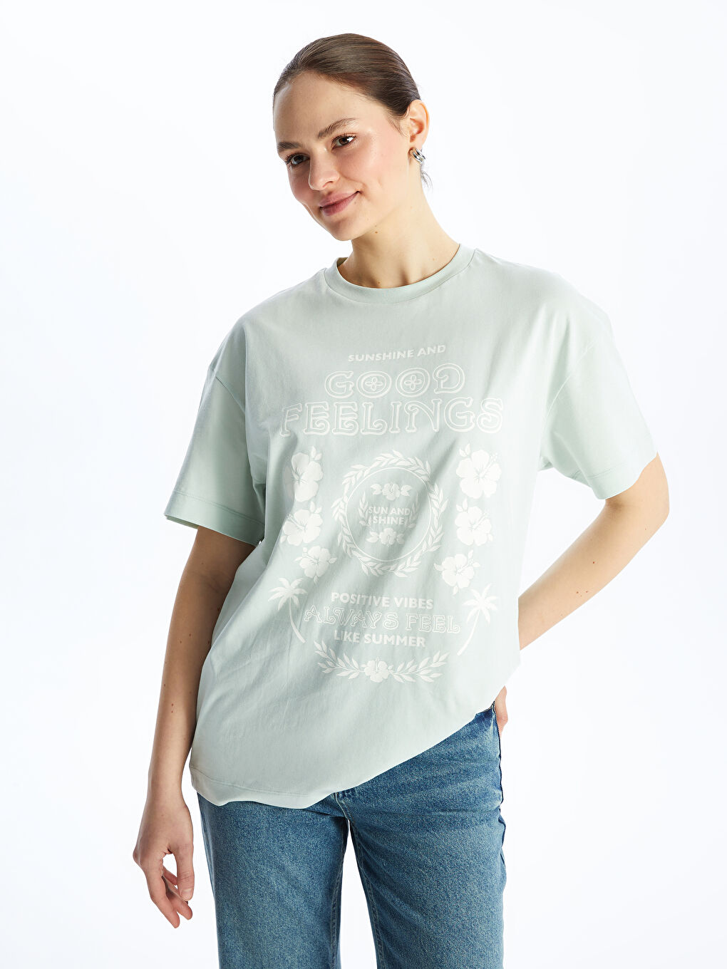Crew Neck Printed Women's Tunic -S4G462Z8-FZC