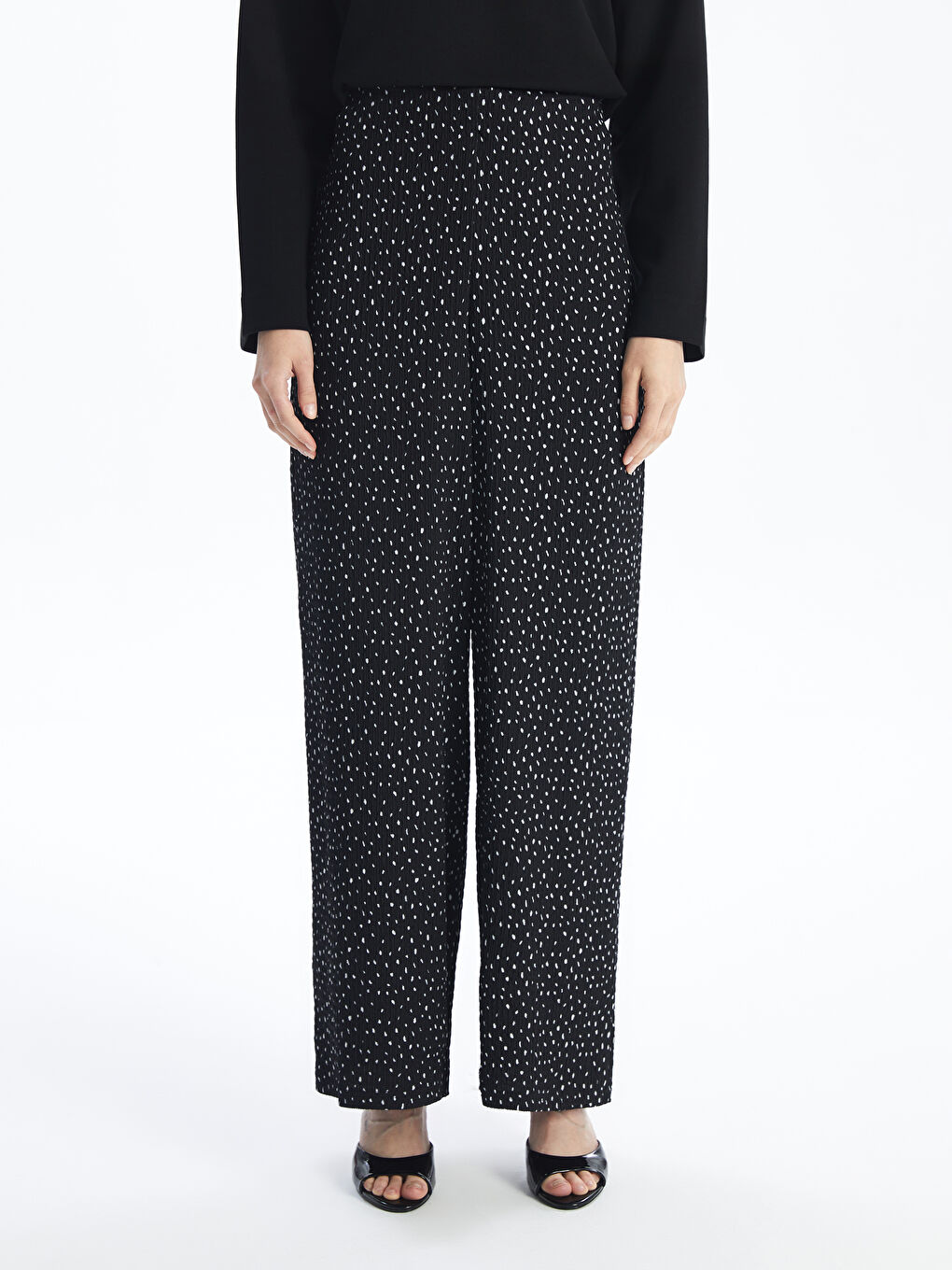 Wide Leg Women Pants With Elastic Waist Pattern -S4G473Z8-LQJ