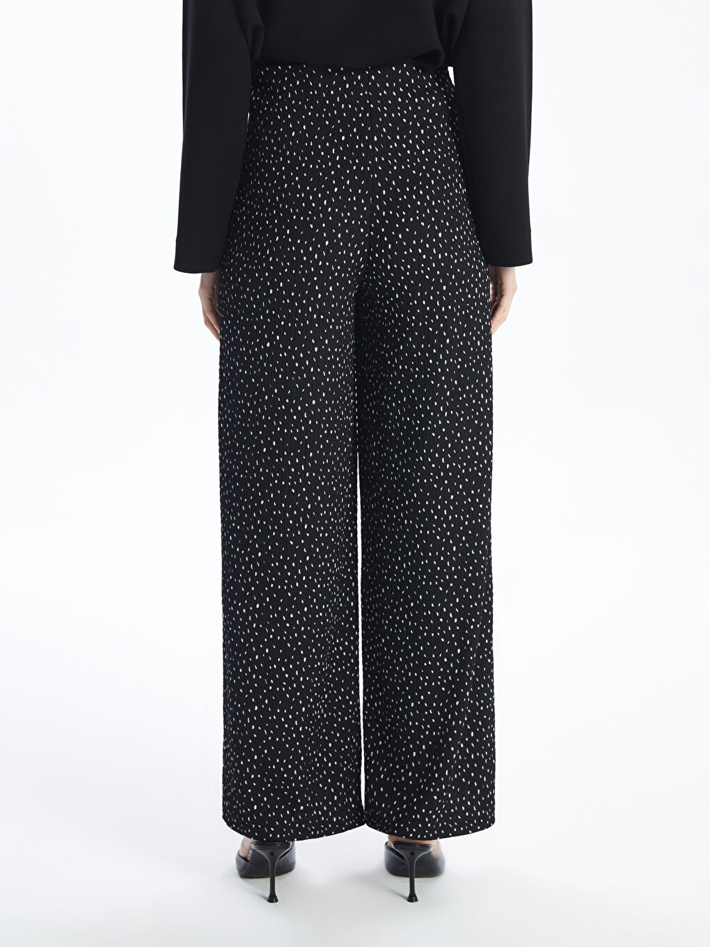 Wide Leg Women Pants With Elastic Waist Pattern -S4G473Z8-LQJ