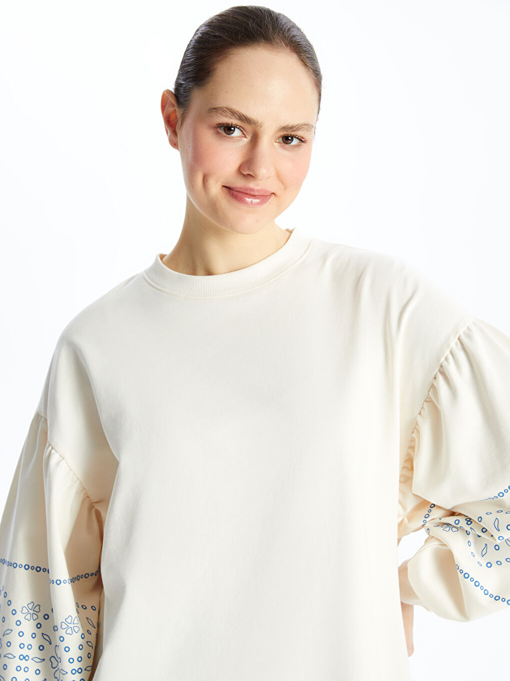Tunique Sweatshirt Imprimée à Col Rond pour Femmes-1