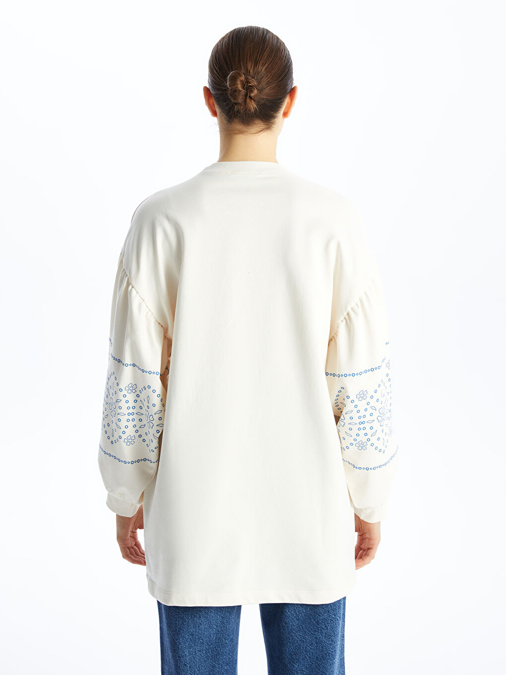 Tunique Sweatshirt Imprimée à Col Rond pour Femmes-4