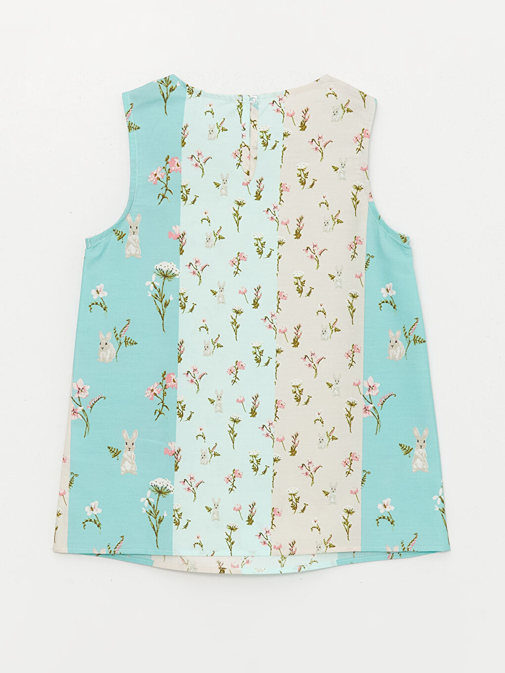 Bej Bisiklet Yaka Desenli Poplin Kız Çocuk Bluz-1