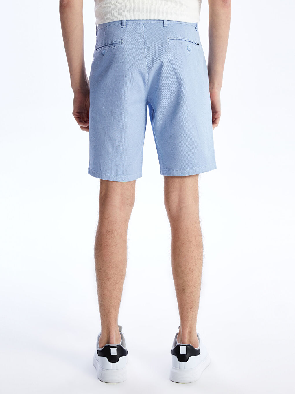 Mavi Standart Kalıp Erkek Bermuda Şort-4