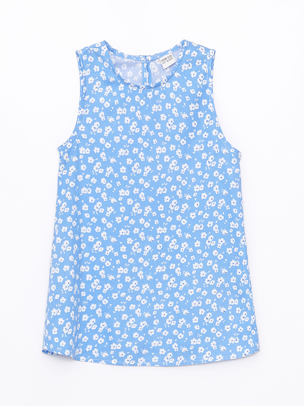 Mavi Bisiklet Yaka Çiçekli Poplin Kız Çocuk Bluz