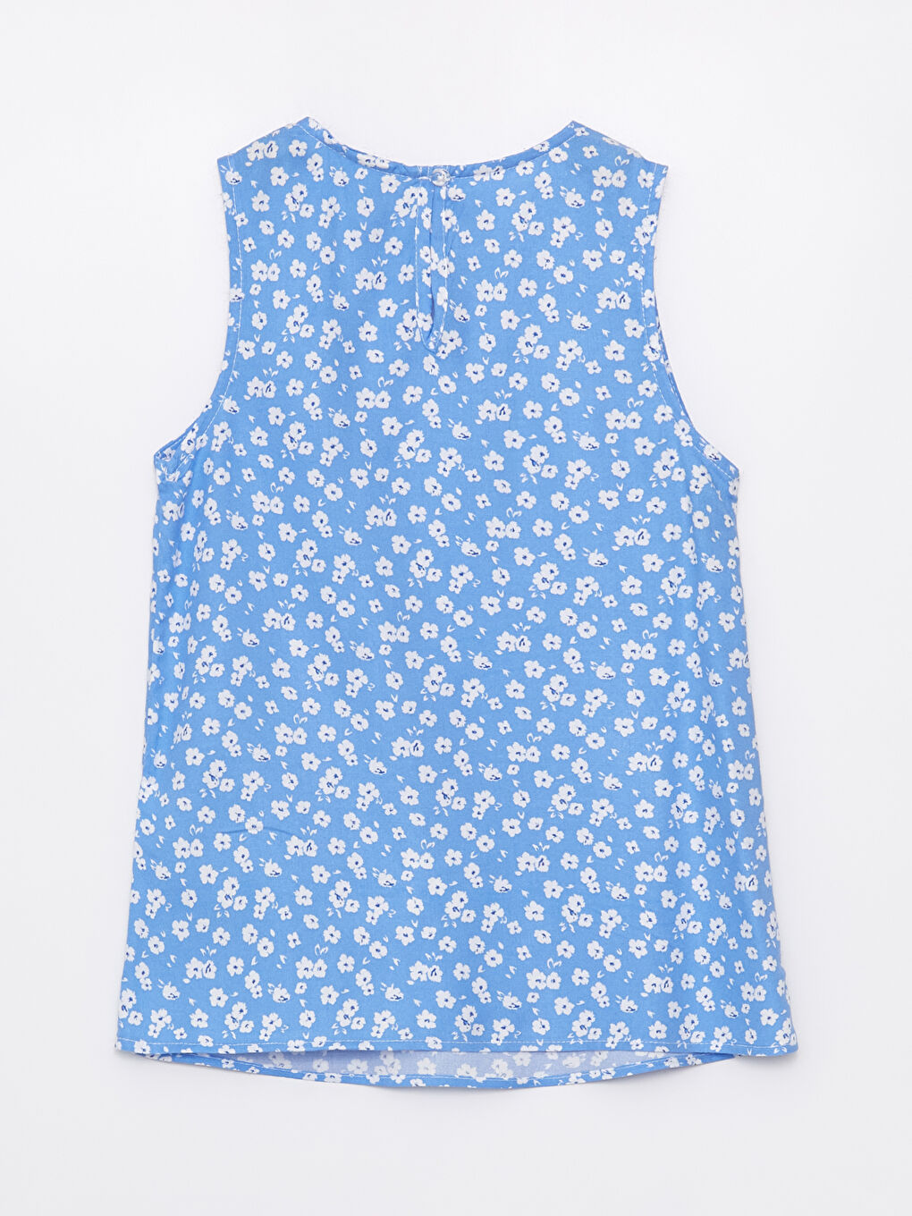 Mavi Bisiklet Yaka Çiçekli Poplin Kız Çocuk Bluz-1