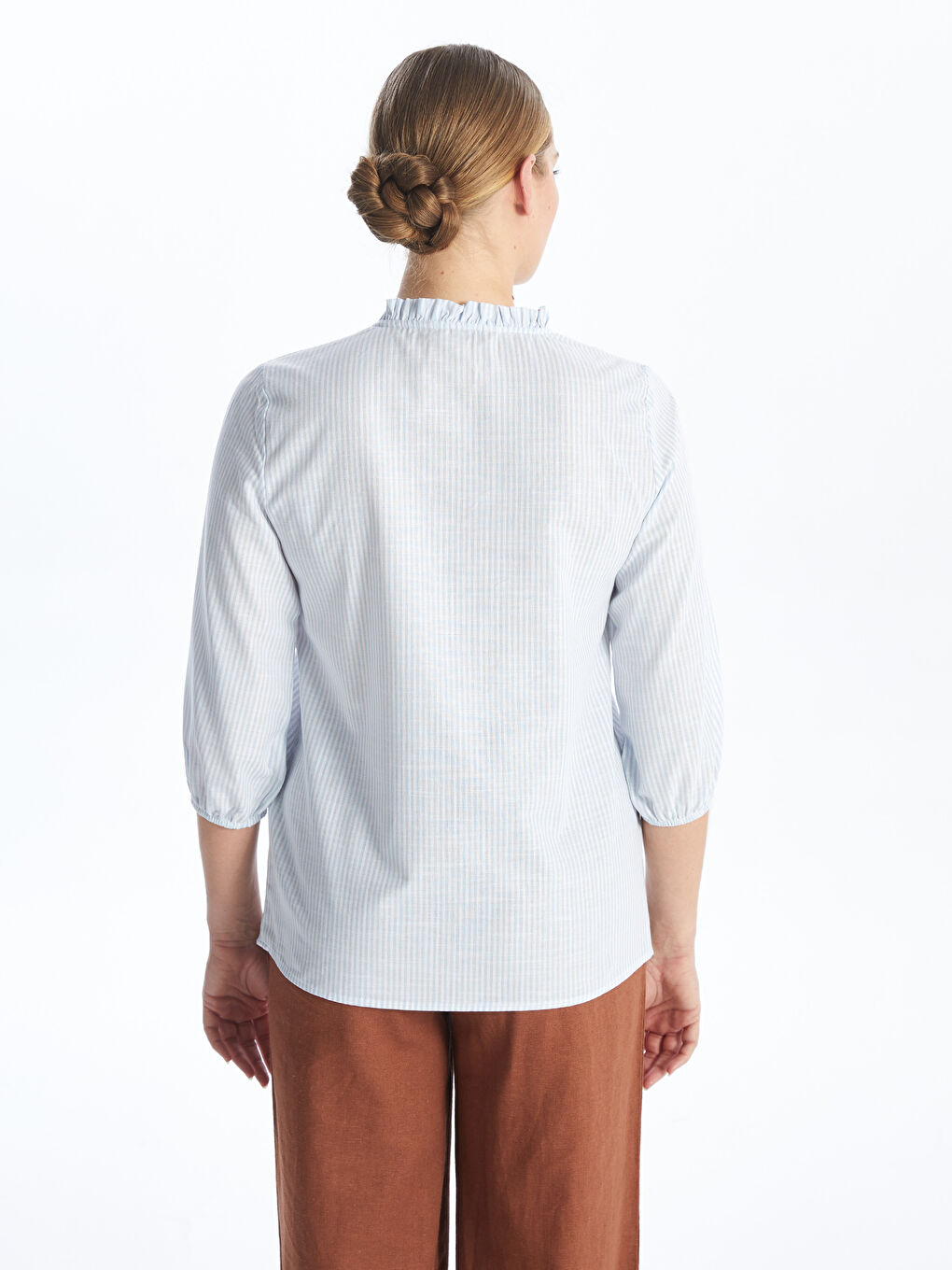 Henley Neckline Embroidered Women's Shirt -S4G550Z8-LEH