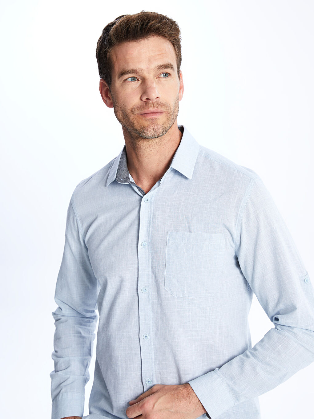 Mavi Slim Fit Uzun Kollu Erkek Gömlek-1