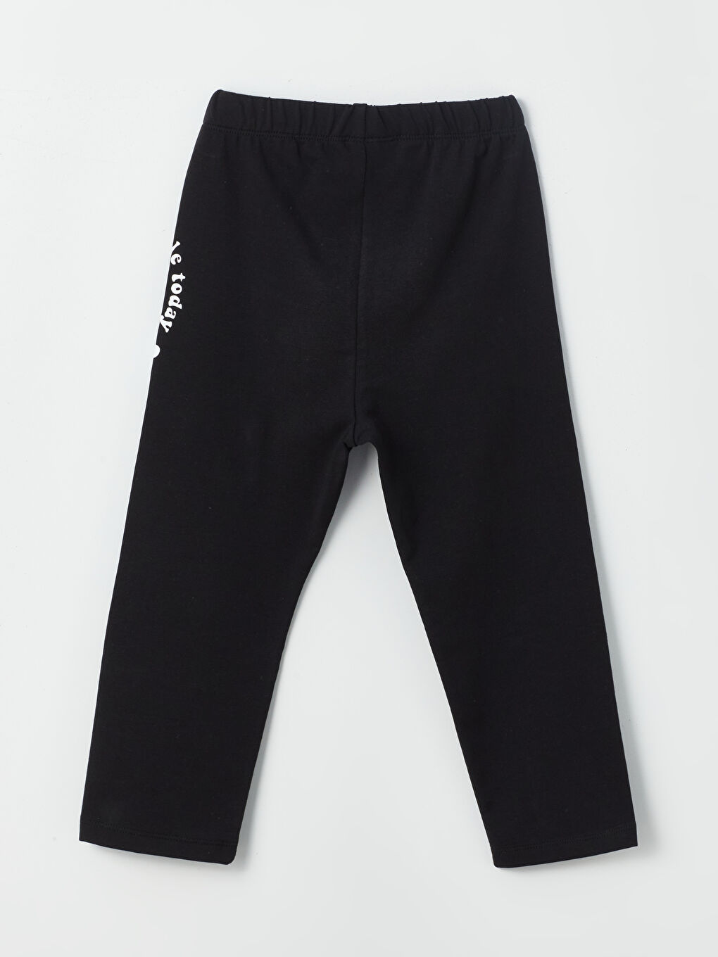 Siyah Beli Lastikli Çiçekli Kız Çocuk 3/4 Boy Tayt-1