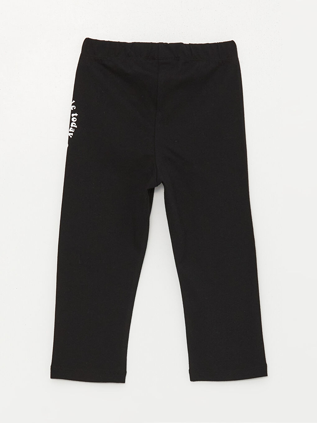 Siyah Beli Lastikli Baskılı Kız Çocuk Tayt-1