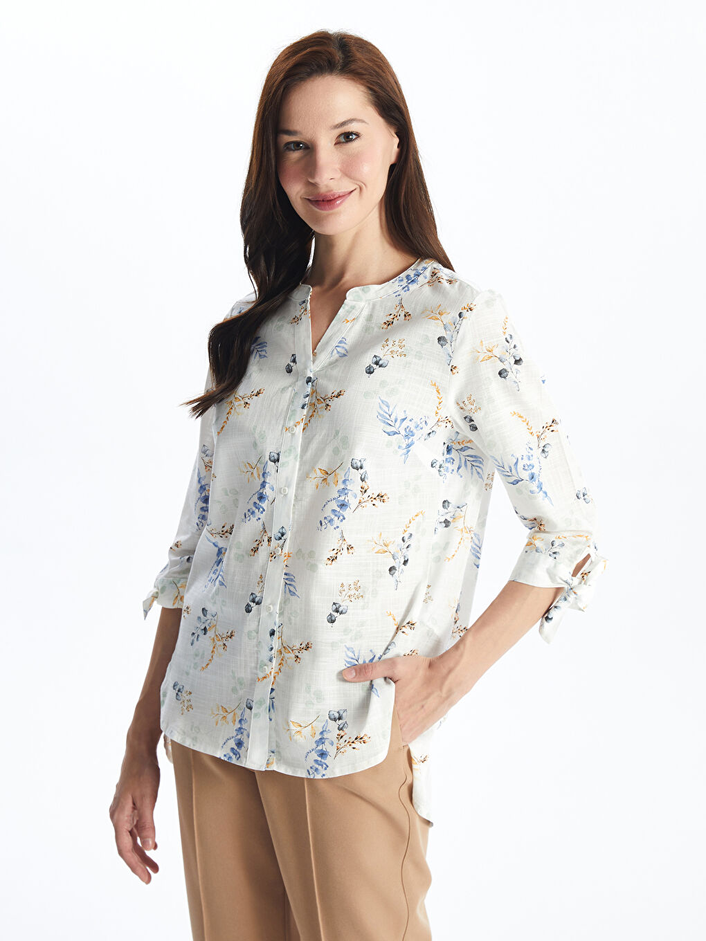 Notch Neck Floral Women's Blouse -S4G632Z8-VE4