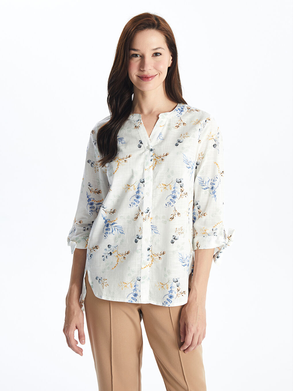 Notch Neck Floral Women's Blouse -S4G632Z8-VE4