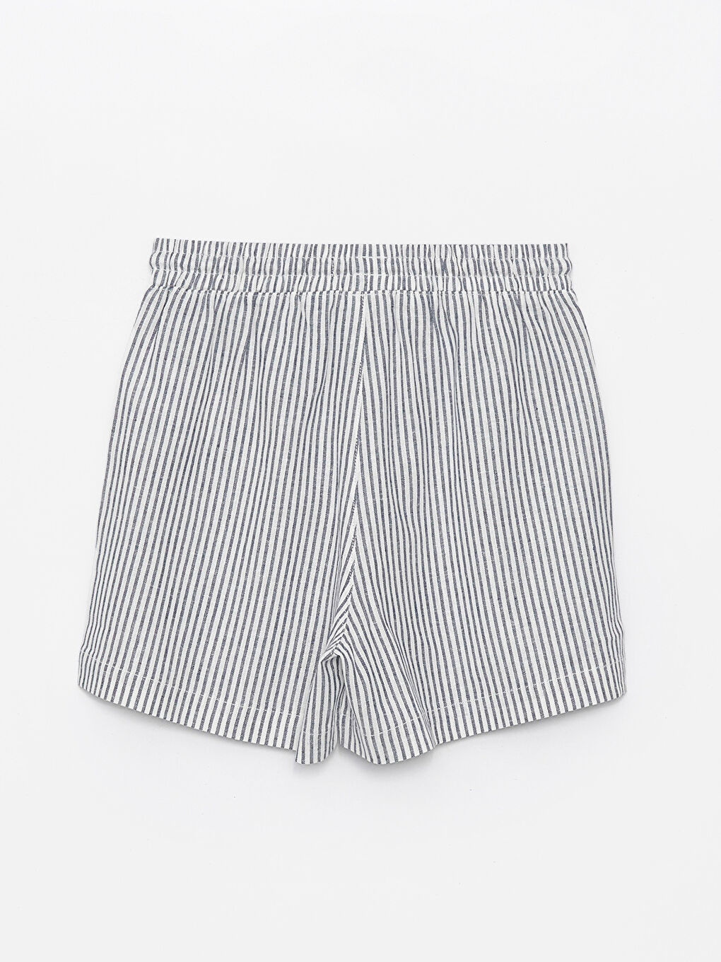 Shorts pour Femmes en Mélange de Lin Rayé à Taille Élastiquée-6