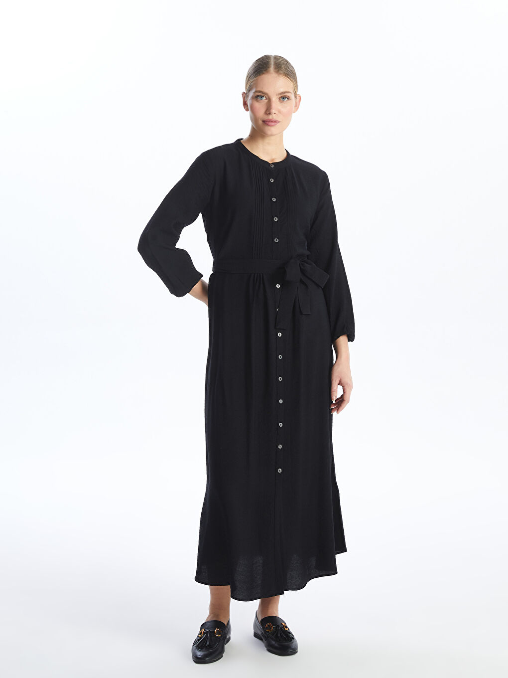 Crew Neck Straight Long Sleeve Women's Shirt Dress -S4G749Z8-CVL