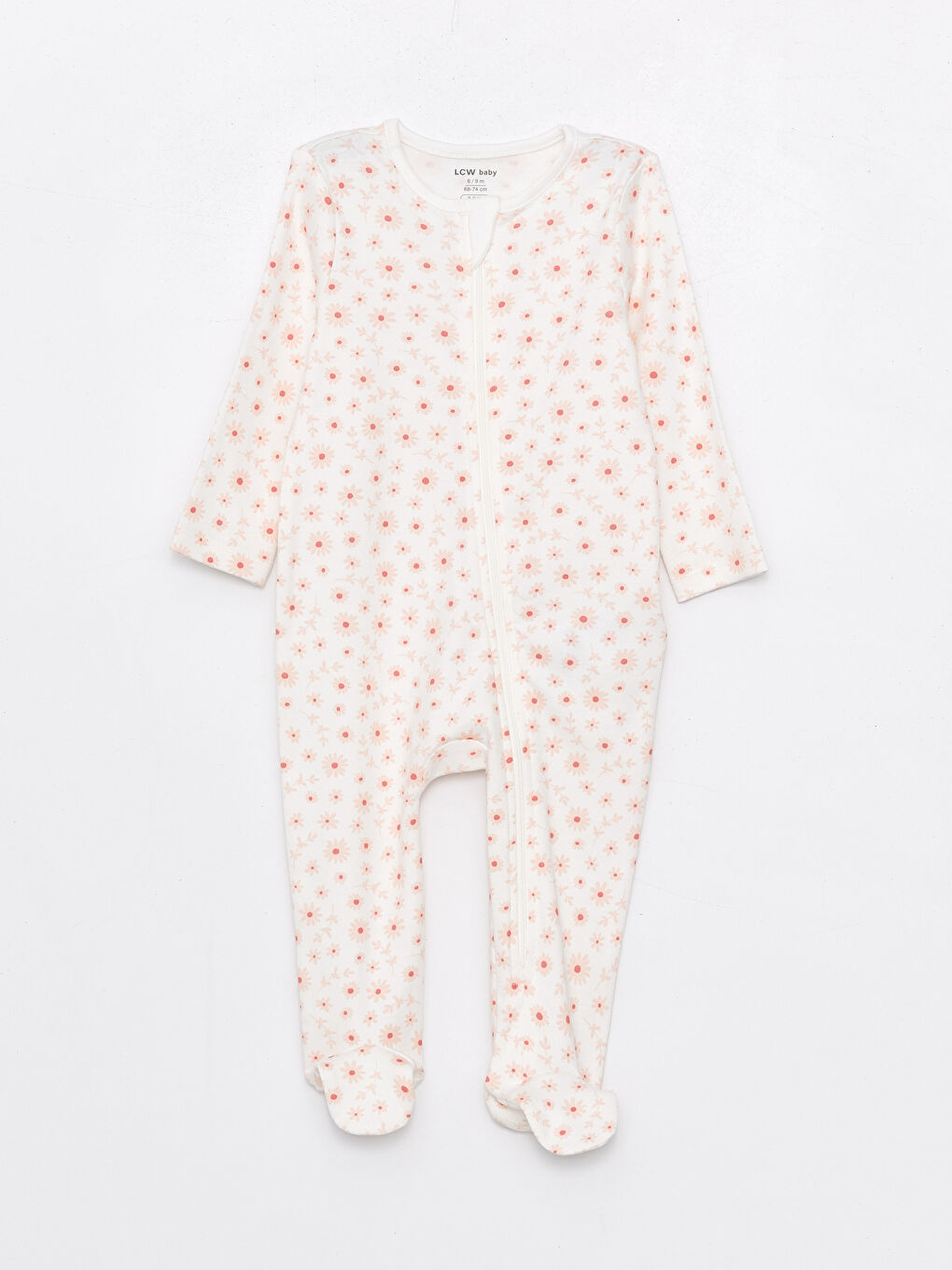 Crew Neck Zippered Patterned Baby Girls' Jumpsuit-1