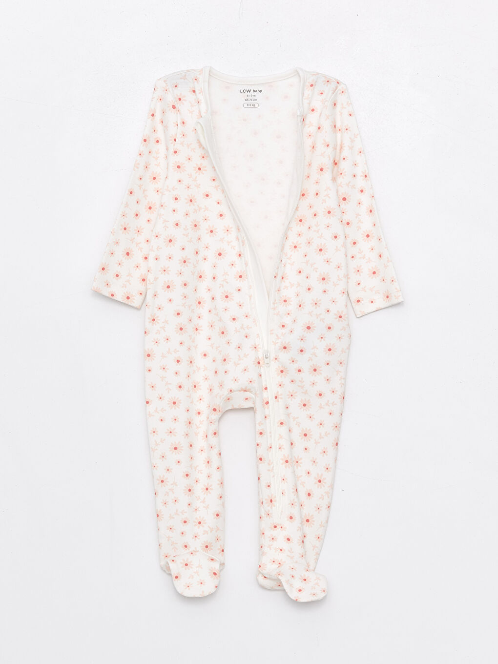 Crew Neck Zippered Patterned Baby Girls' Jumpsuit-2