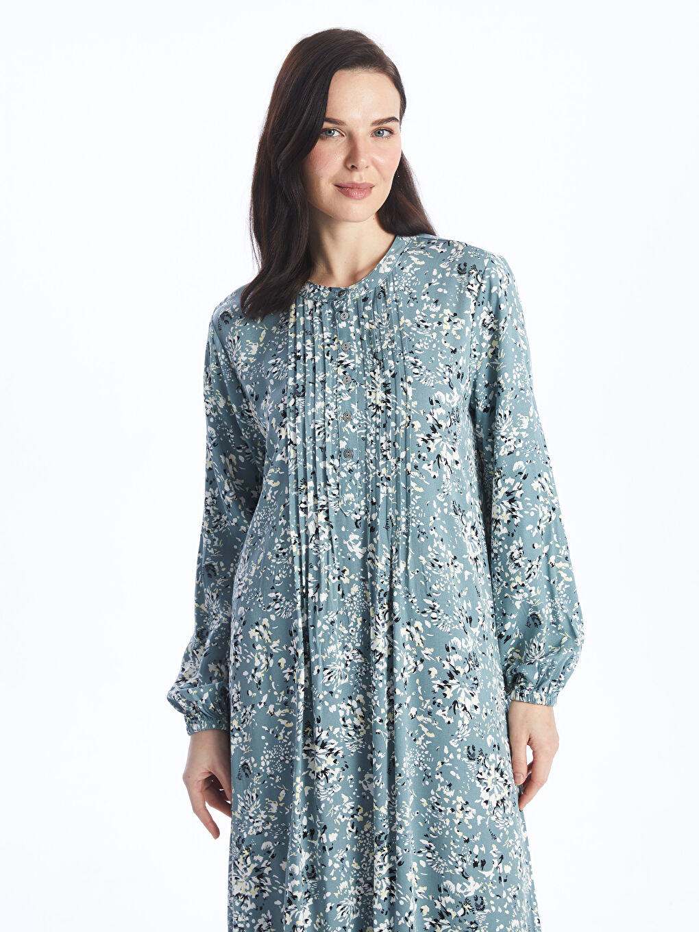 Crew Neck Flower Long Sleeve Women's Dress -S4G791Z8-LRL