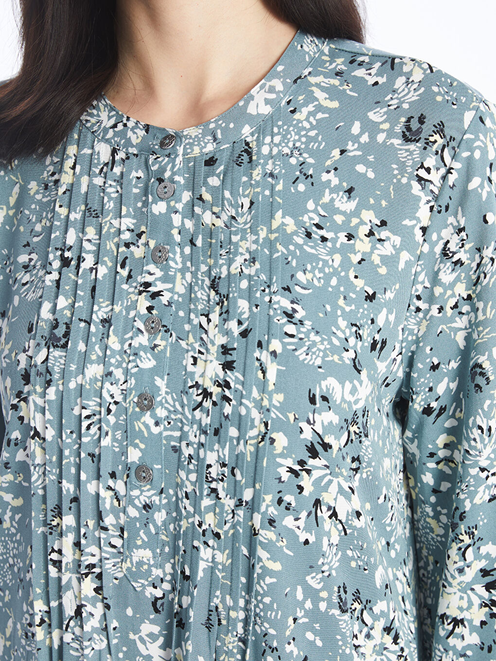 Crew Neck Flower Long Sleeve Women's Dress -S4G791Z8-LRL