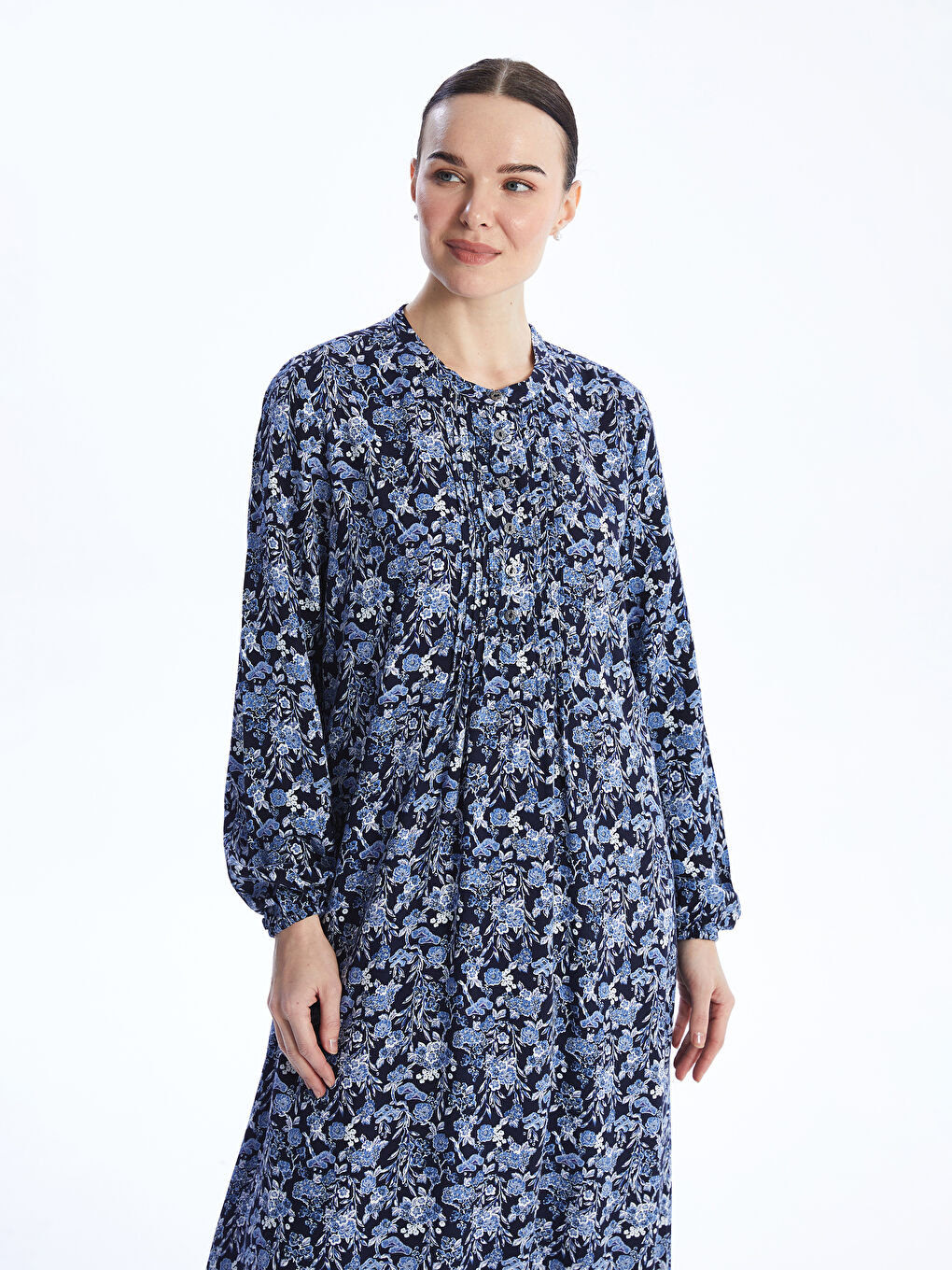Crew Neck Flower Long Sleeve Women's Dress -S4G791Z8-LSG