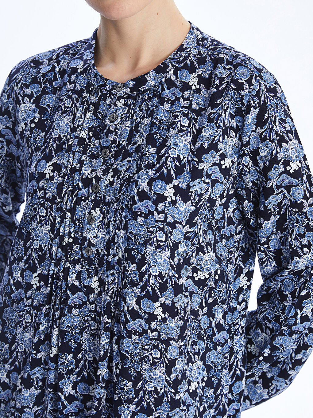Crew Neck Flower Long Sleeve Women's Dress -S4G791Z8-LSG
