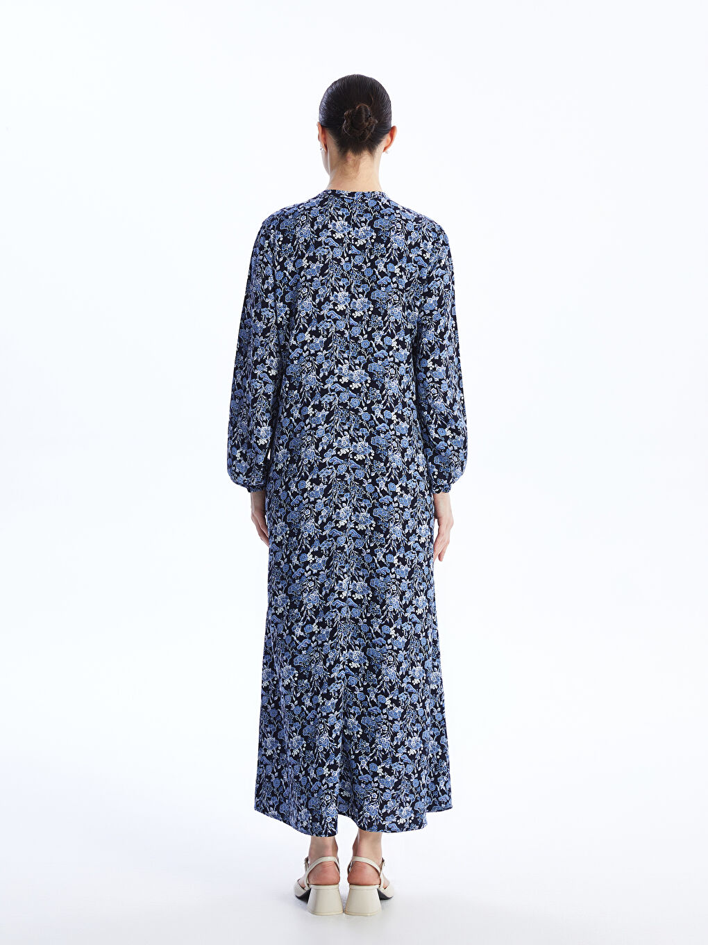 Crew Neck Flower Long Sleeve Women's Dress -S4G791Z8-LSG