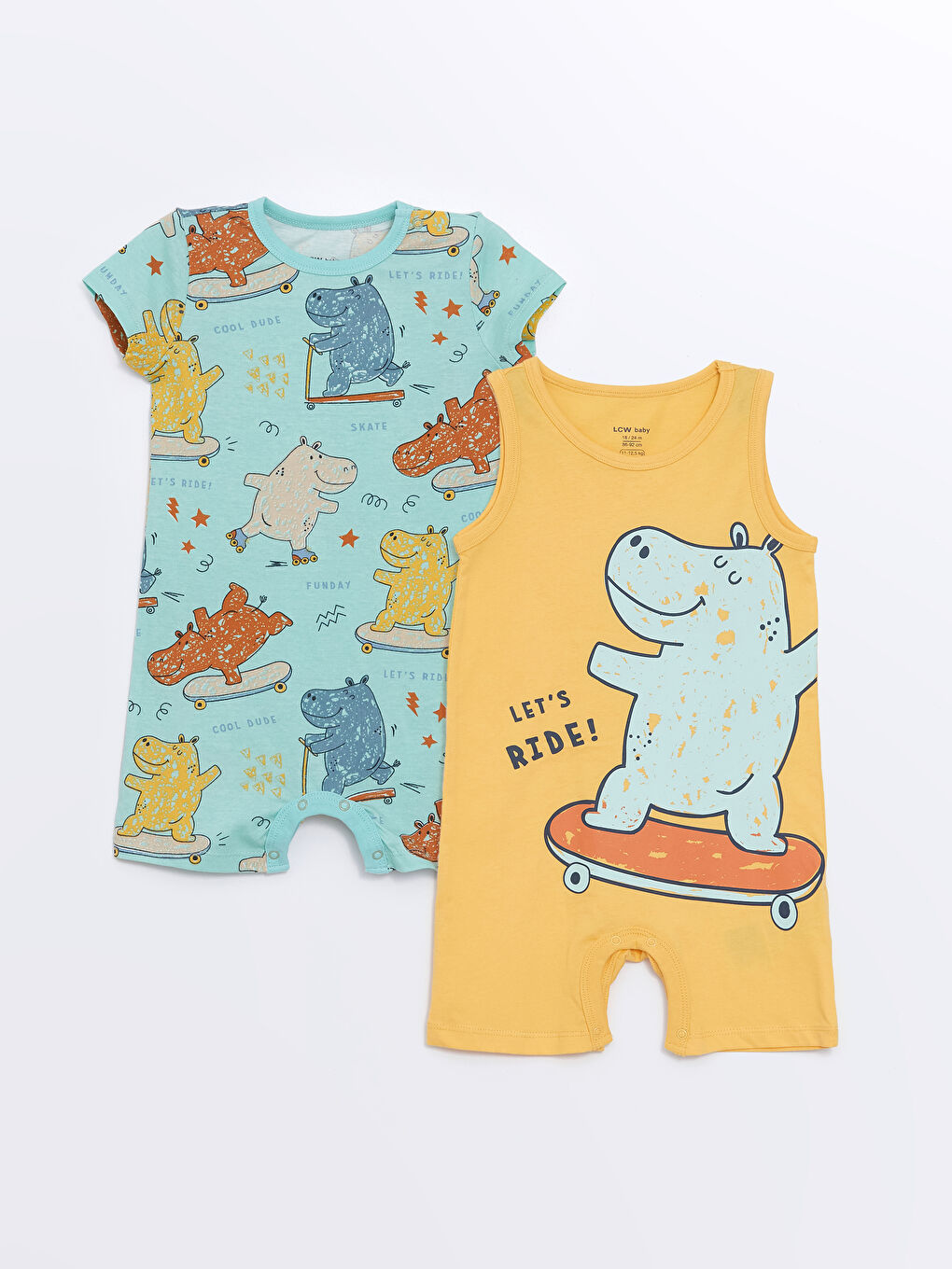 Crew Neck Printed Baby Boys' Jumpsuit 2 Pack -S4G797Z1-LRP