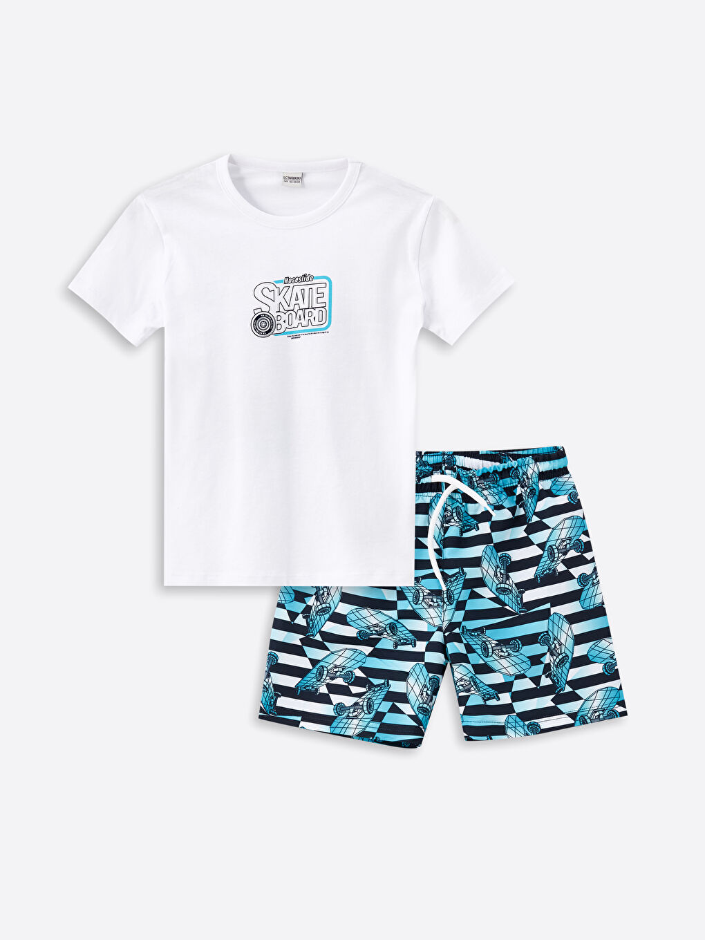 LCW Kids Crew Neck Boys' T-Shirt and Swim Shorts -S4G803Z4-LU0