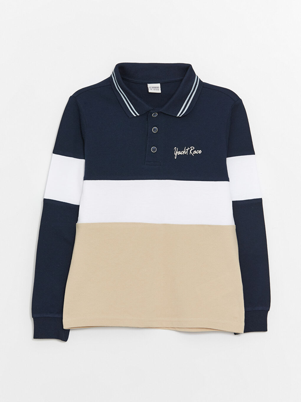Polo Neck Color Blocked Long Sleeve Boys' T-Shirt -S4G839Z4-DWP