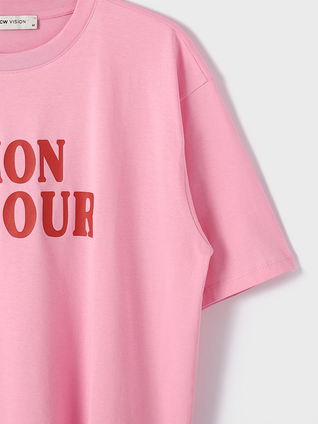 تيشيرت مطبوع بياقة دائرية وكم قصير للسيدات-2