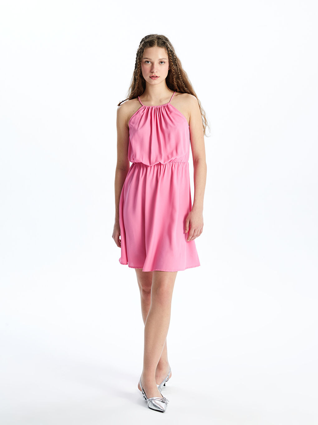 Women's Halter Neck Plain Dress -S4G855Z8-FJA