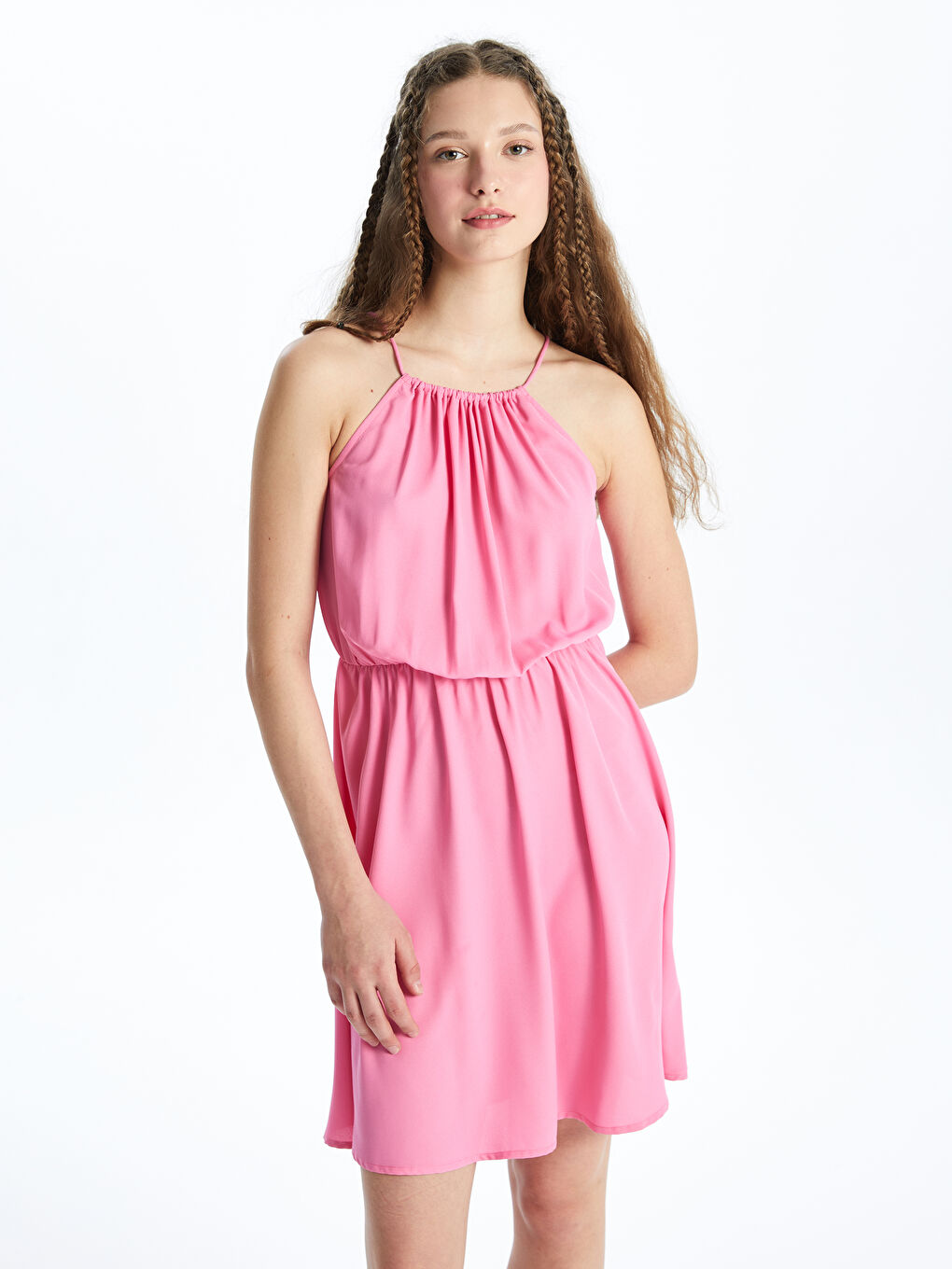Women's Halter Neck Plain Dress -S4G855Z8-FJA