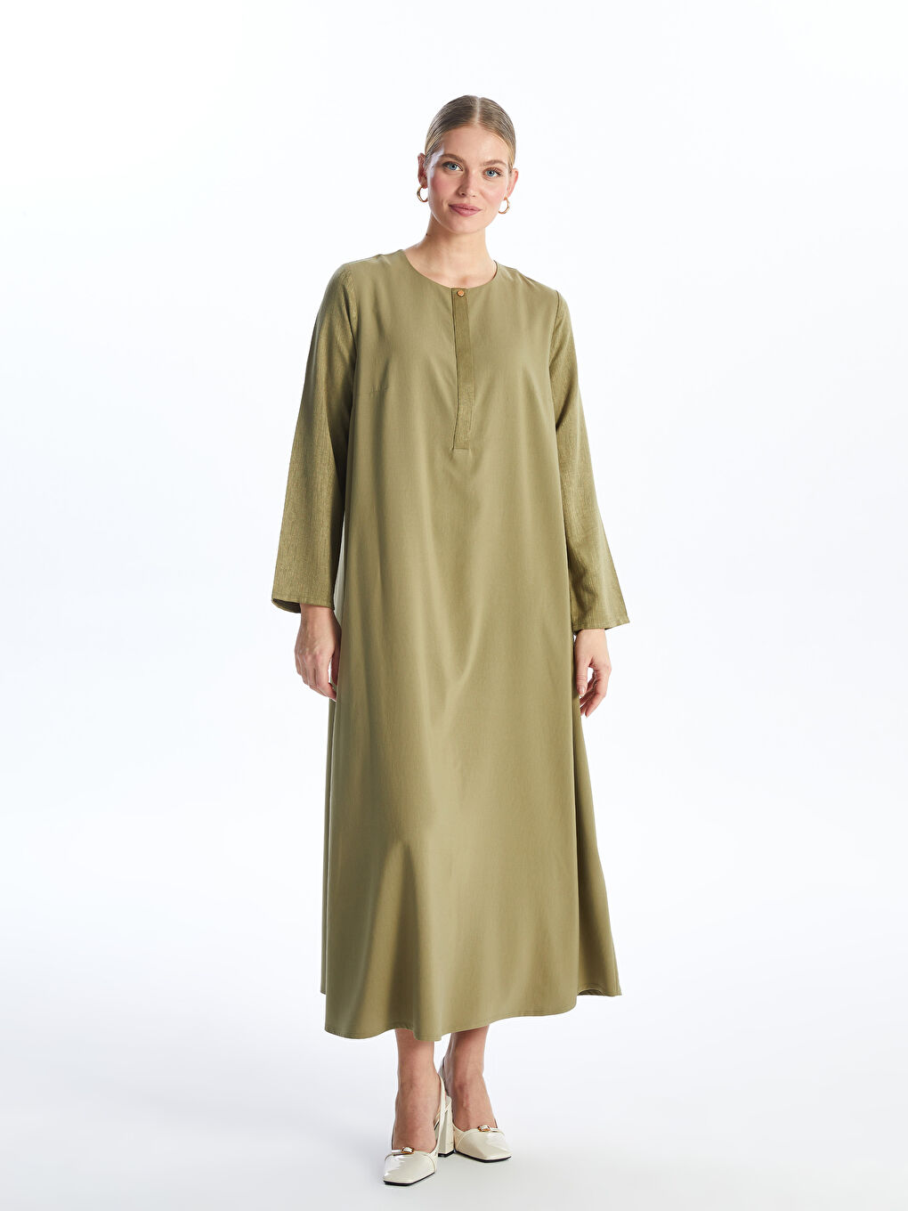 Crew Neck Regular Long Sleeve Women's Dress -S4G858Z8-GVK