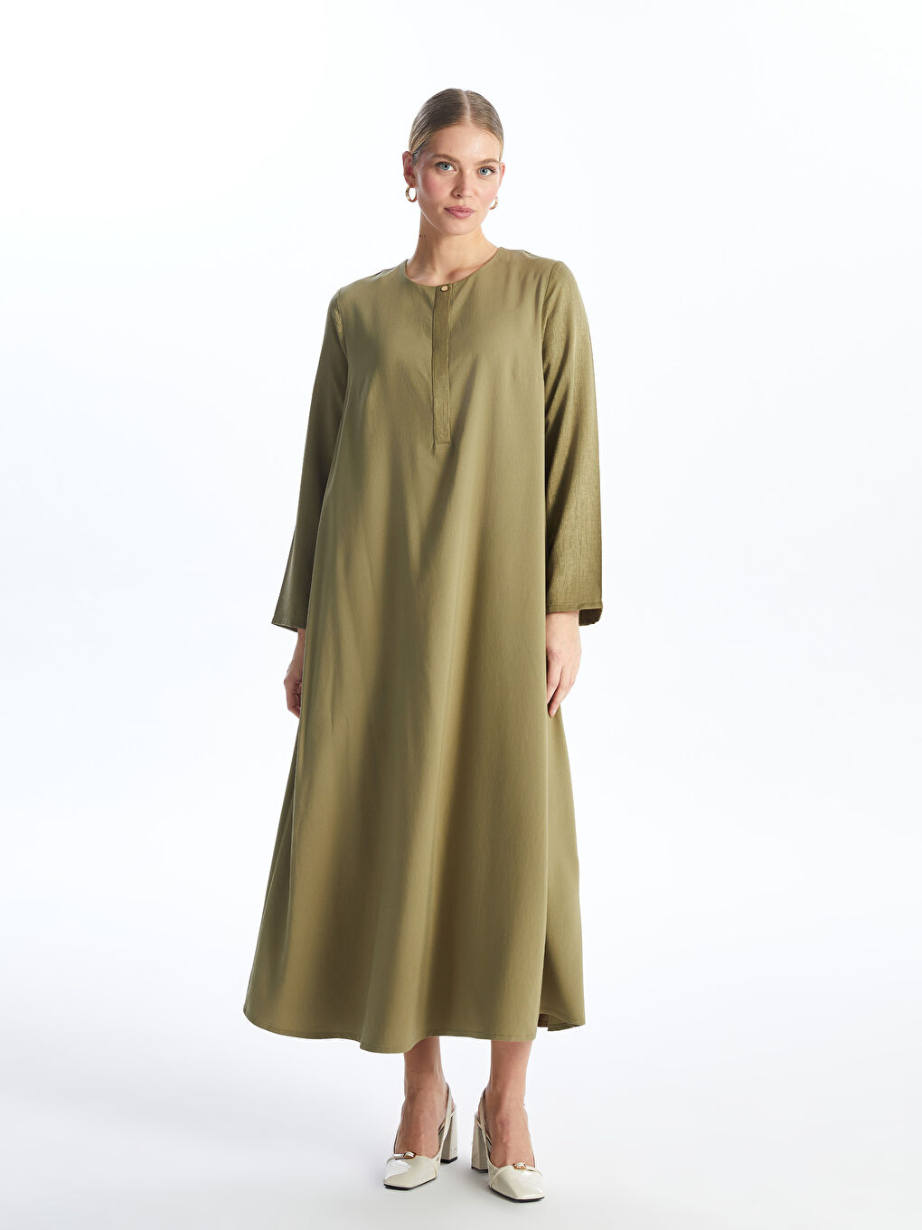 Crew Neck Regular Long Sleeve Women's Dress -S4G858Z8-GVK