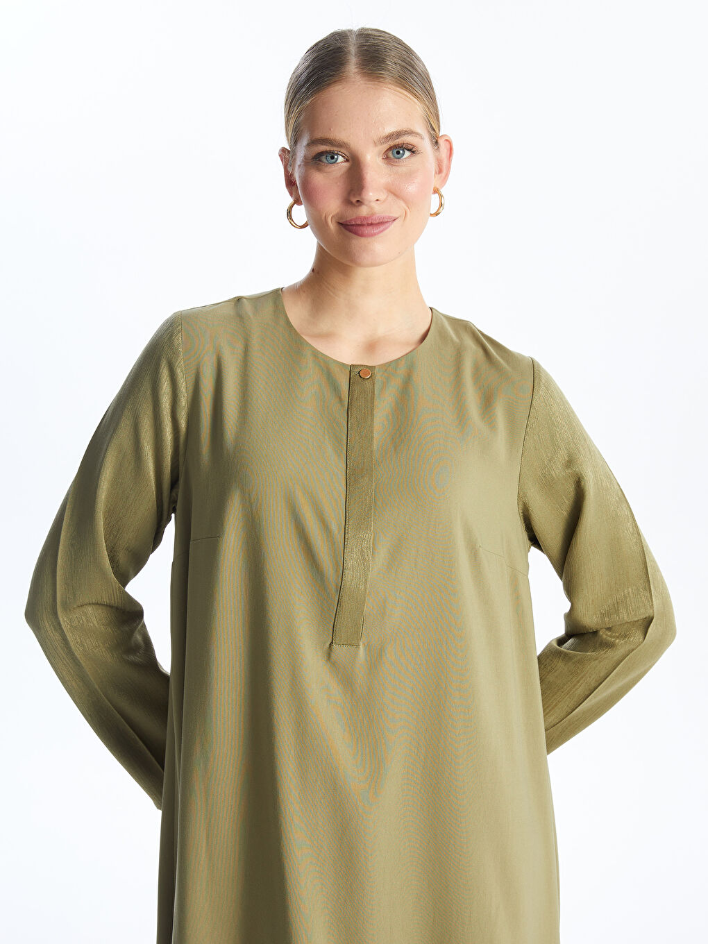 Crew Neck Regular Long Sleeve Women's Dress -S4G858Z8-GVK