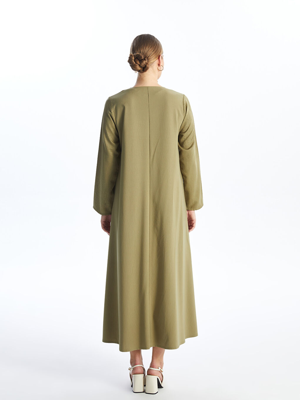 Crew Neck Regular Long Sleeve Women's Dress -S4G858Z8-GVK