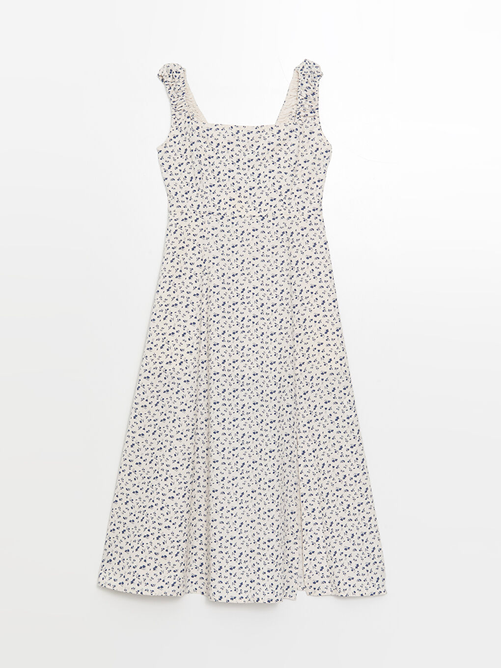 Square Collar Floral Linen Blend Women's Dress -S4G864Z8-LRA