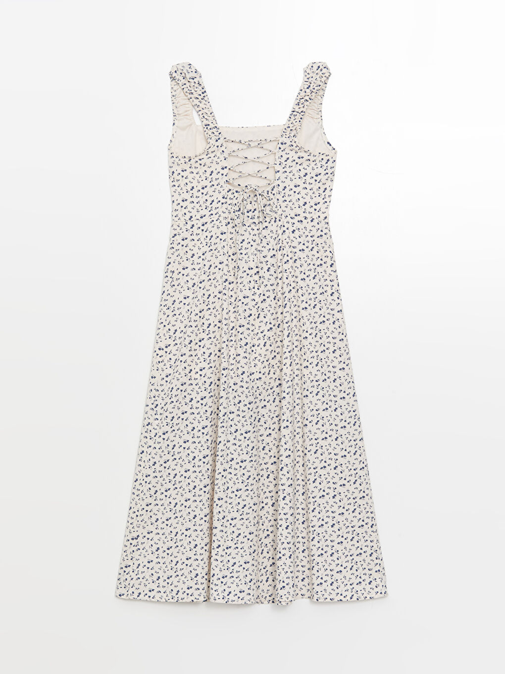 Square Collar Floral Linen Blend Women's Dress -S4G864Z8-LRA