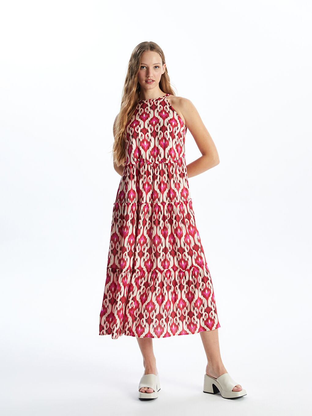 Halter Neck Patterned Women's Dress -S4G865Z8-LTQ