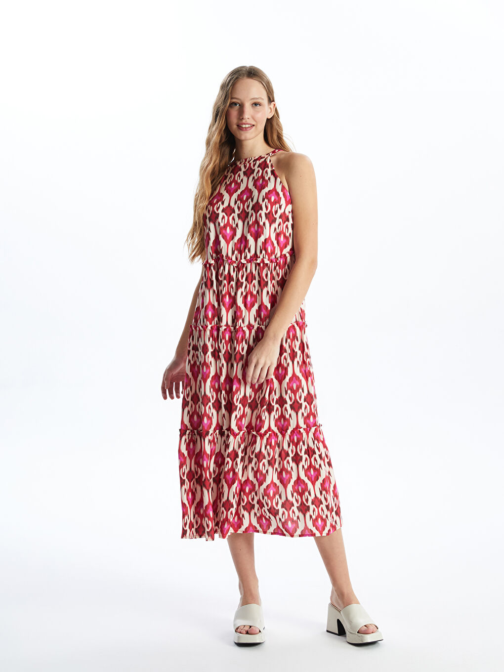 Halter Neck Patterned Women's Dress -S4G865Z8-LTQ