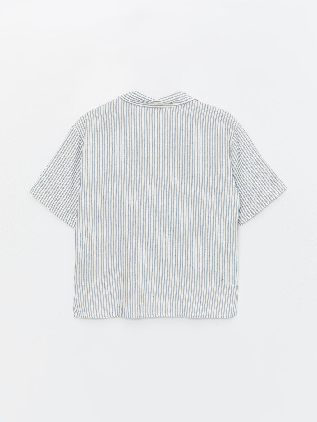 Striped Short Sleeve Linen Blend Women's Shirt -S4G918Z8-LGS