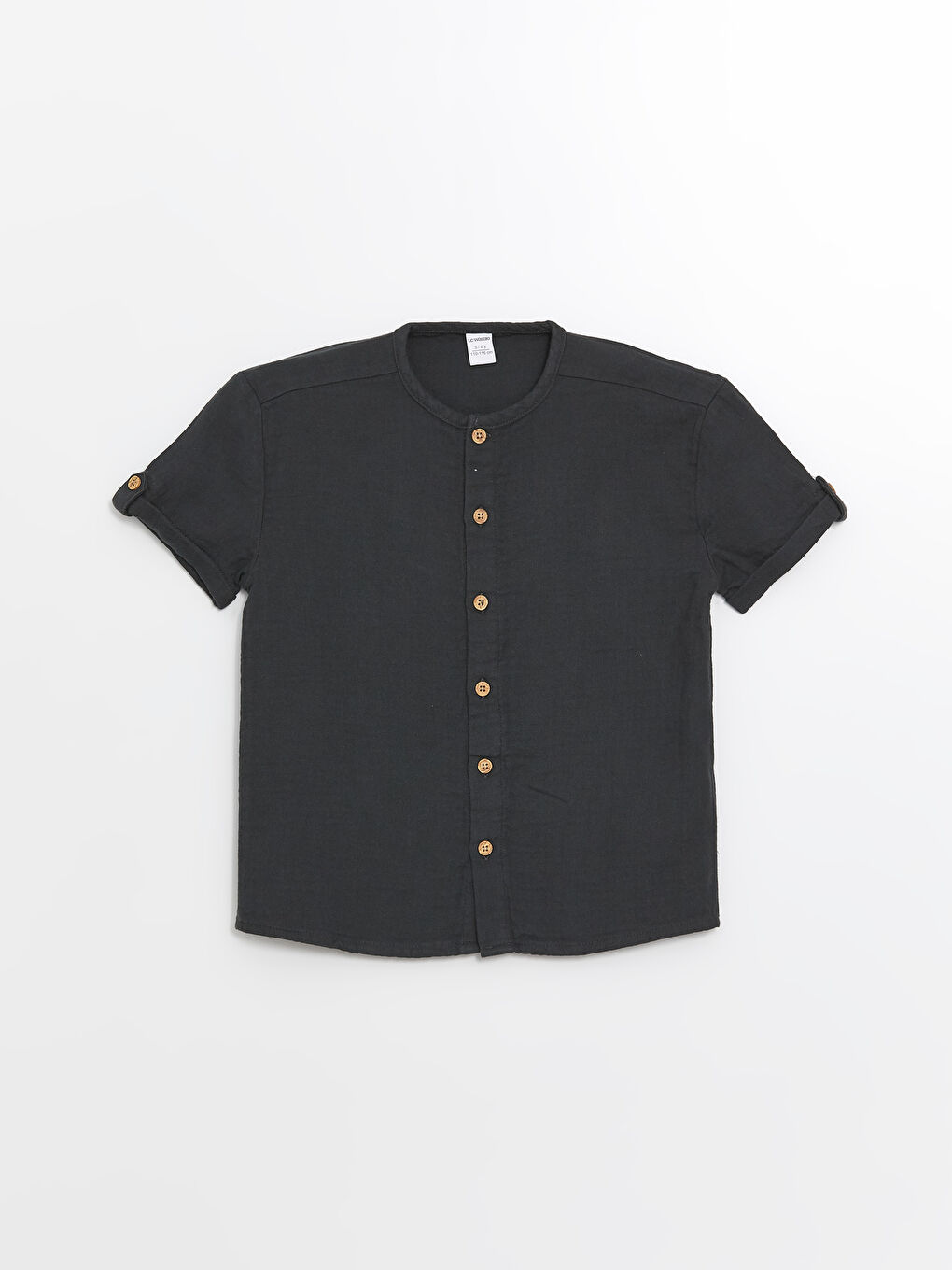 Gri Bisiklet Yaka Basic Erkek Çocuk Gömlek