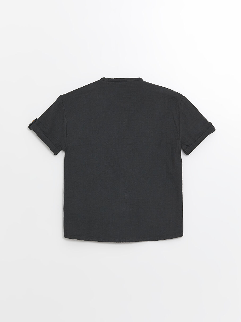 Gri Bisiklet Yaka Basic Erkek Çocuk Gömlek-1