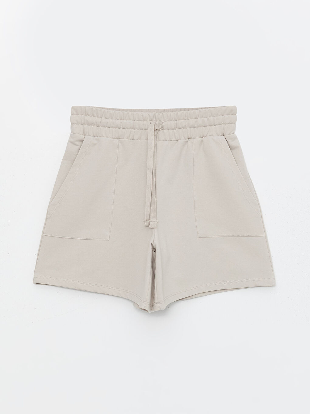 Gri Kadın Beli Lastikli Düz Şort-5