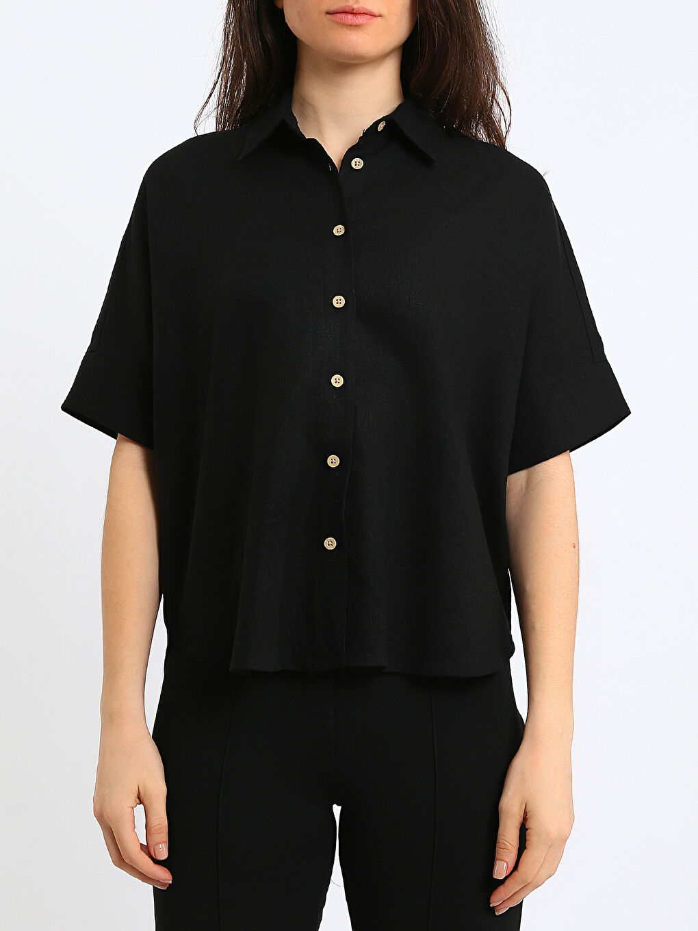 Linen Blend Oversize Women's Shirt