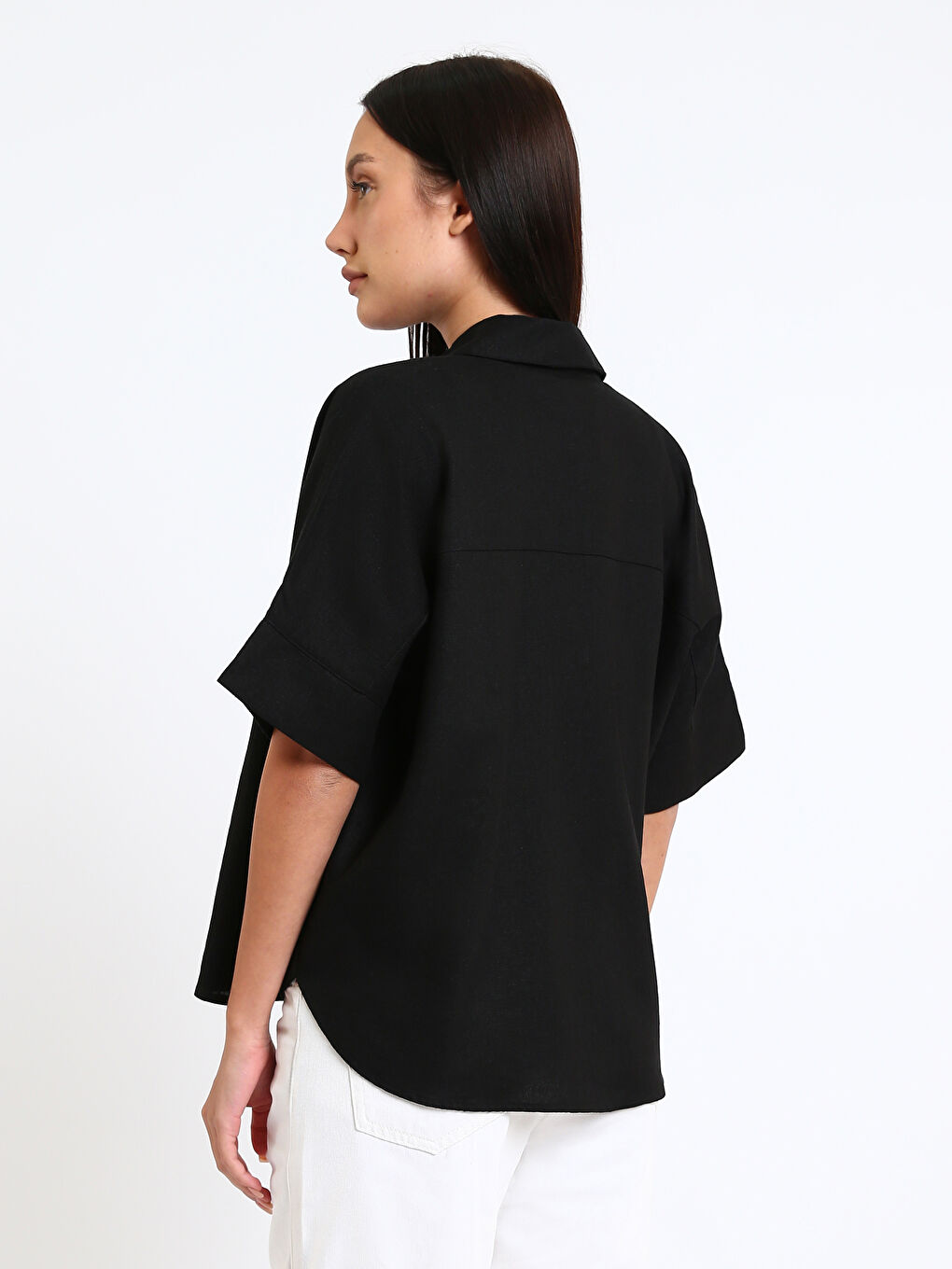 Linen Blend Oversize Women's Shirt-4